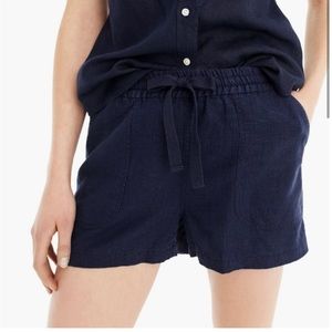 NWOT J Crew Shorts Seaside Short in Linen Navy Blue